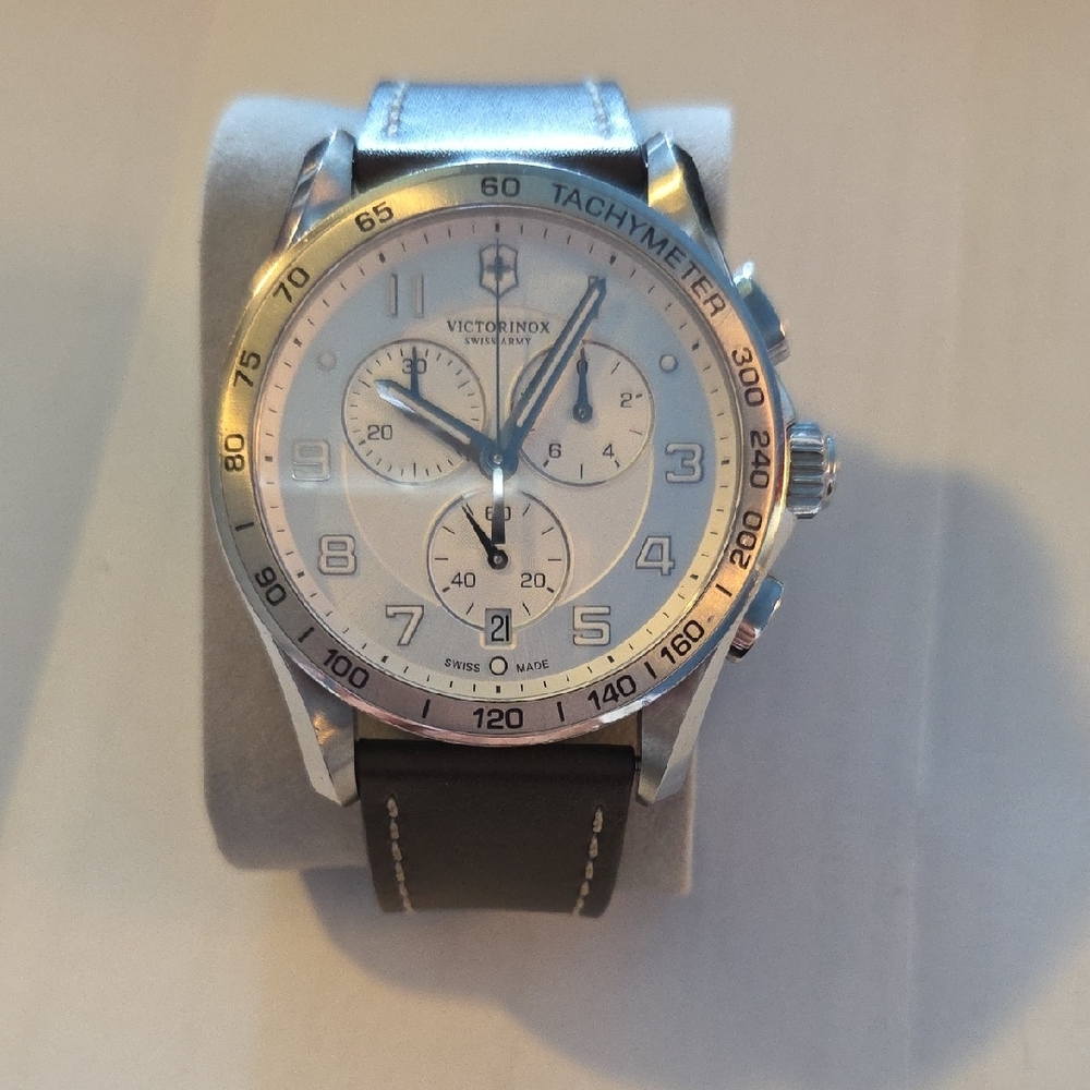 Victorinox Silver Dial Black Strap Watch